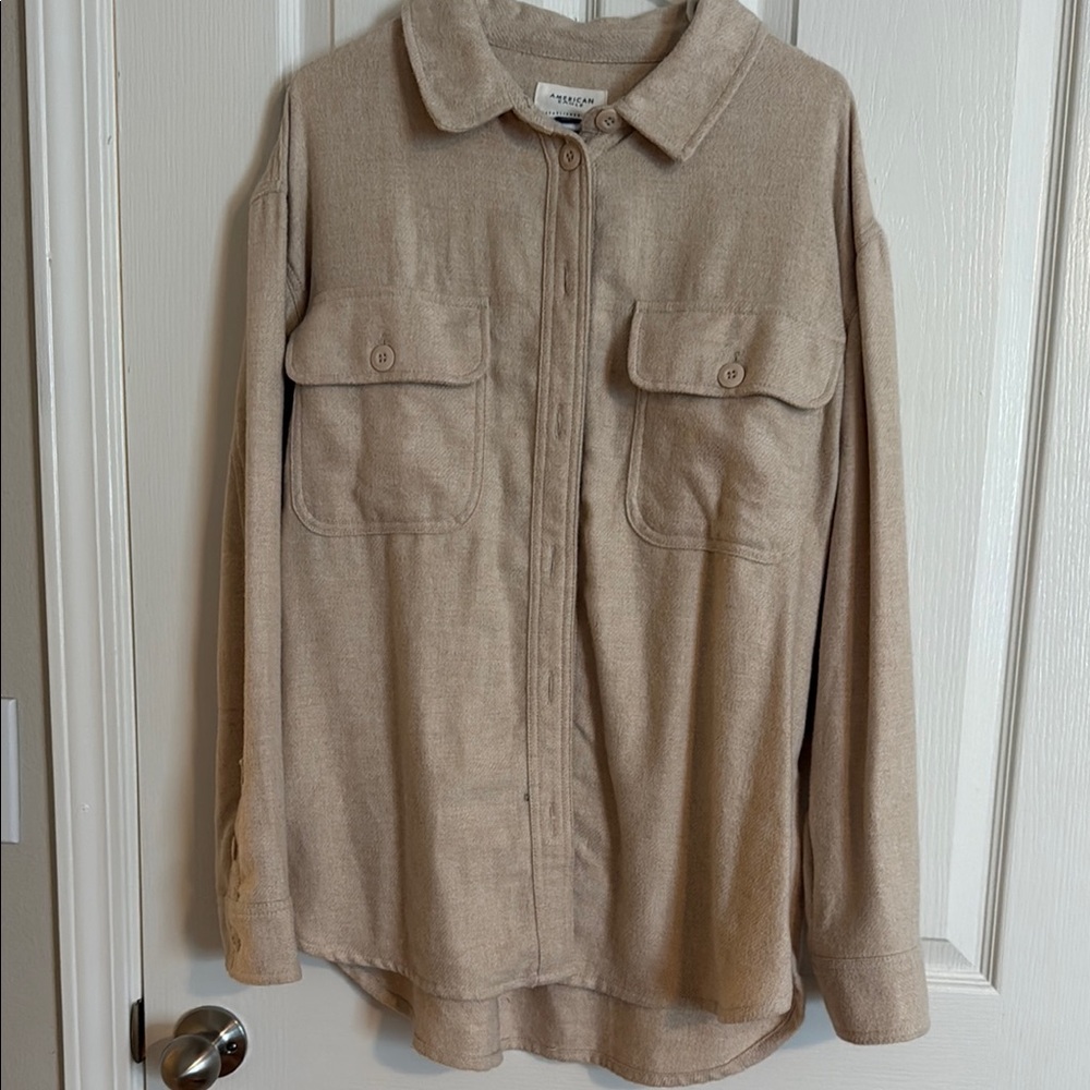 Tan Oversized Flannel Jacket